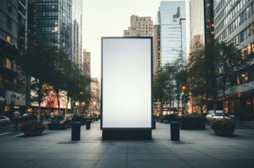 Billboard oder leeres Plakat, leerer Schaukasten, Vorderansicht, im Freien, Werbung, Display außerhalb.