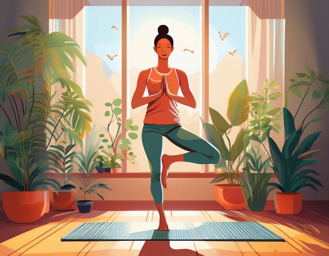 Yoga-Übung im Sonnenlicht zuhause | Osteopathie Freiburg
