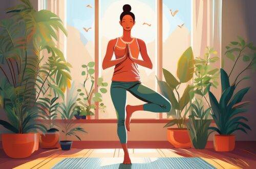 Yoga-Übung im Sonnenlicht zuhause | Osteopathie Freiburg